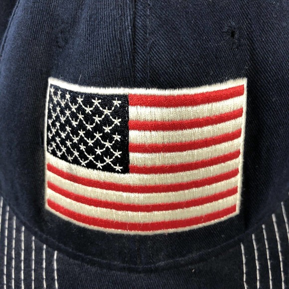 OLD NAVY HAT CAP USA FLAG AMERICAN PATRIOTIC NAVY BLUE SNAPBACK DISCOLORED OSFM - Picture 4 of 16